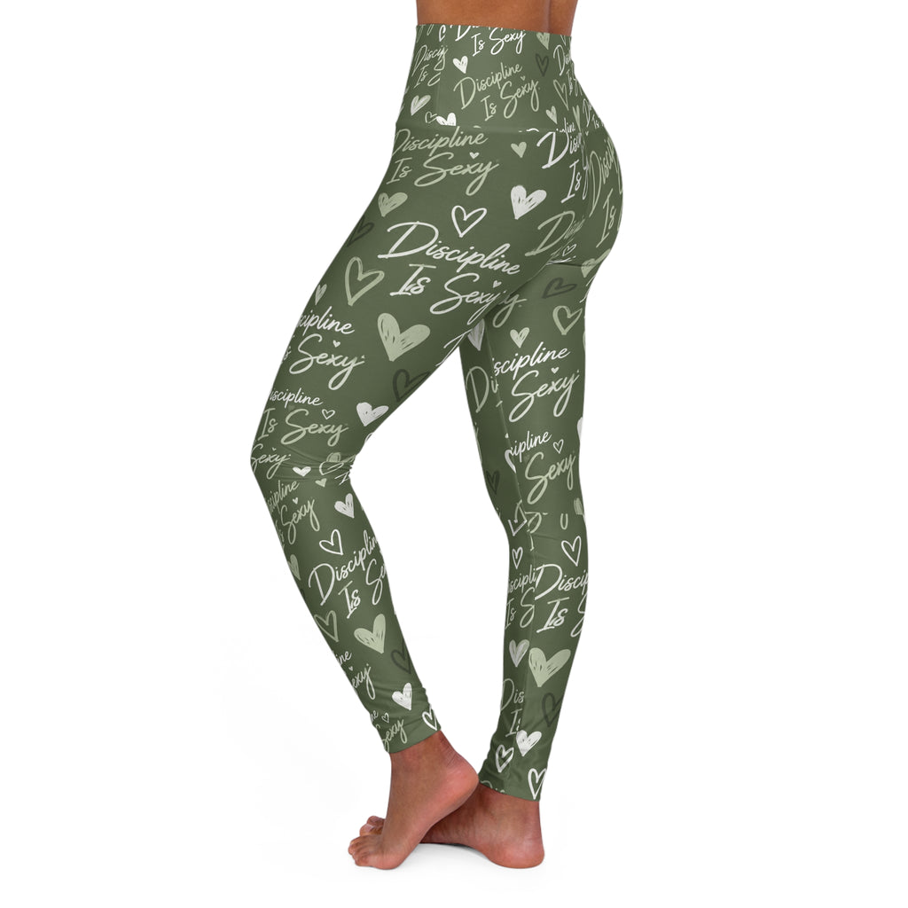 The Discipline Is Sexy™ Signature Leggings  Script Pattern  | Olive Green