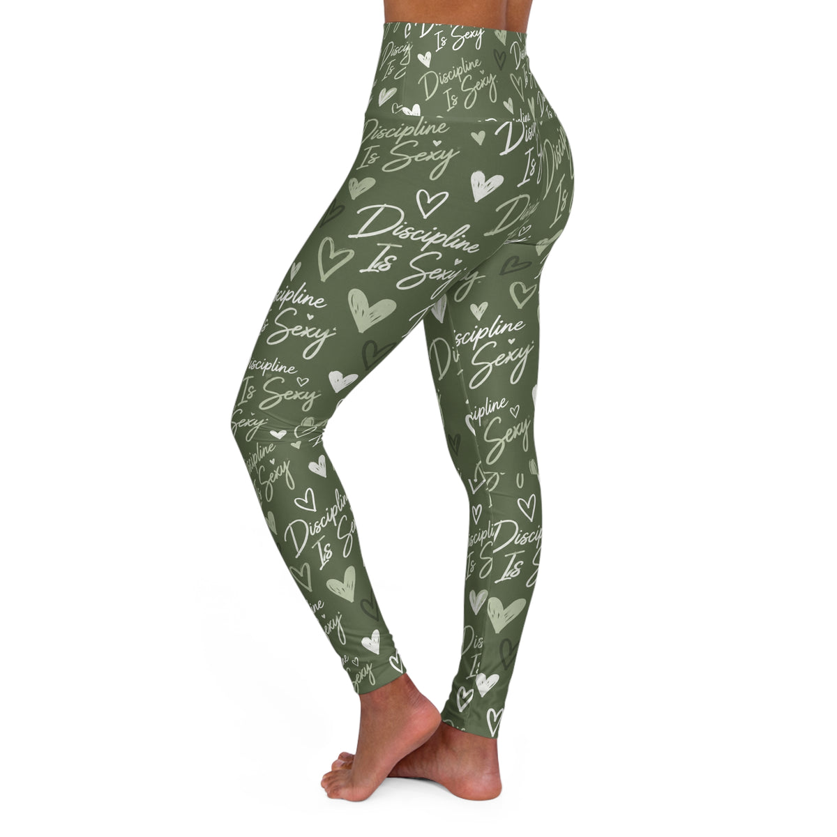 The Discipline Is Sexy™ Signature Leggings  Script Pattern  | Olive Green