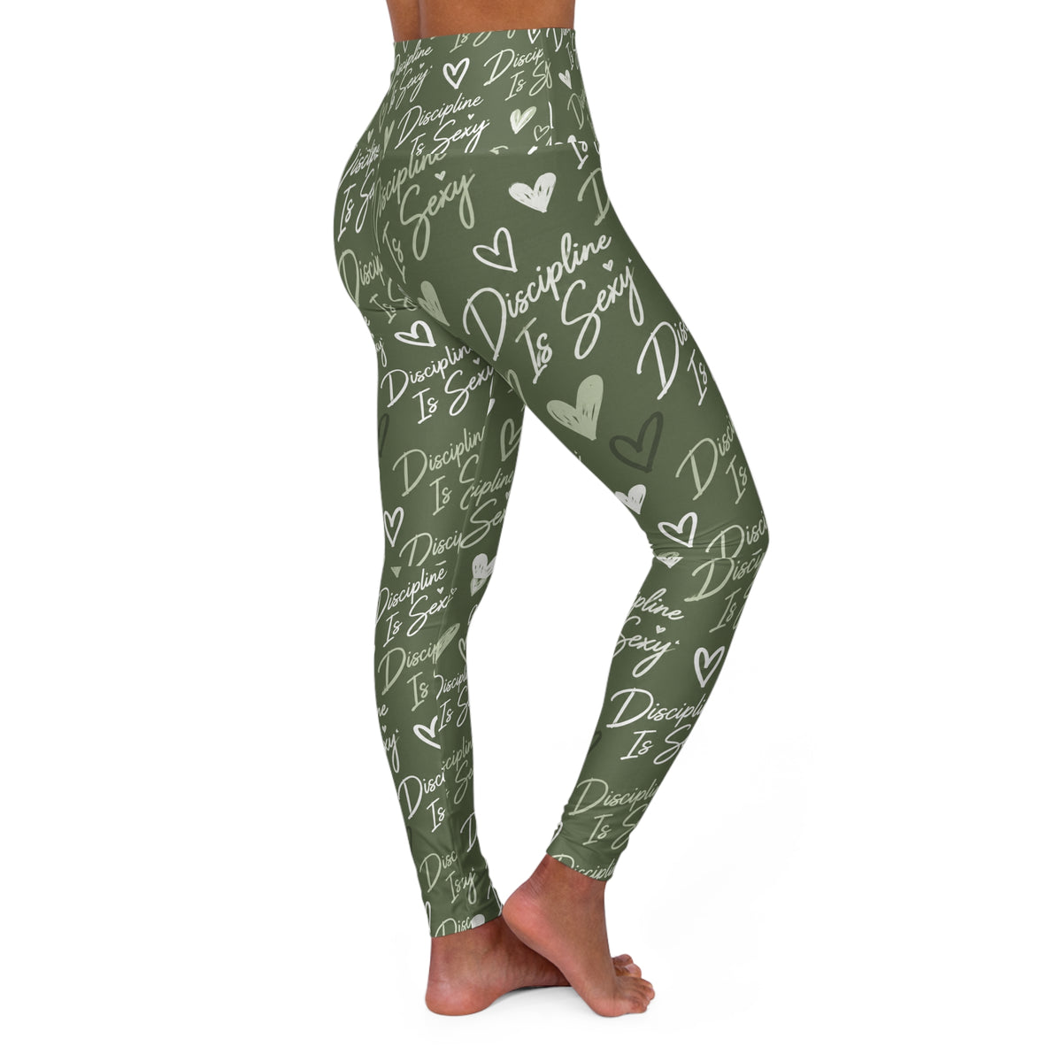 The Discipline Is Sexy™ Signature Leggings  Script Pattern  | Olive Green