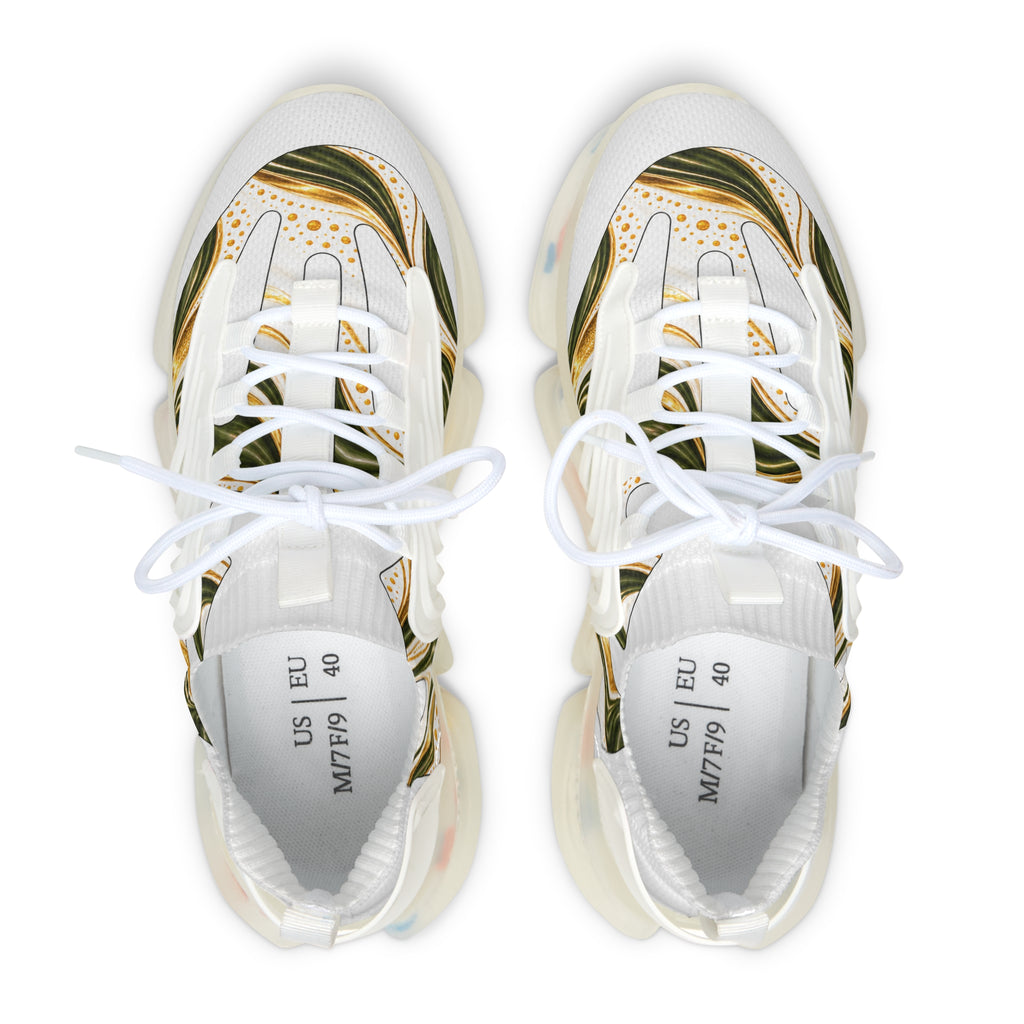 Women's Mesh Sneakers — Olive Green Swirl Athletic Shoes