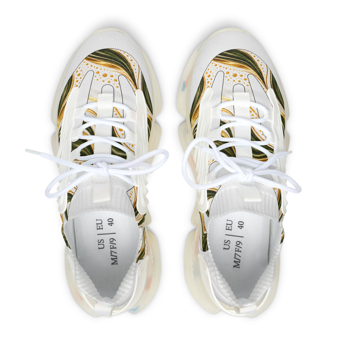 Women's Mesh Sneakers — Olive Green Swirl Athletic Shoes