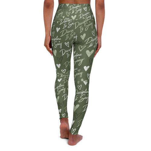 The Discipline Is Sexy™ Signature Leggings  Script Pattern  | Olive Green