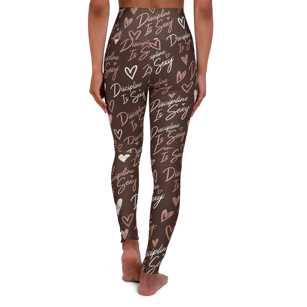 The Discipline Is Sexy™ Signature Leggings  Script Pattern  | Mocha Cream
