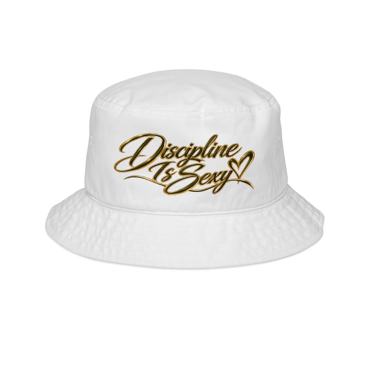 Discipline Is Sexy Bucket Hat — Gold Script Embroidered Summer Sun Hat
