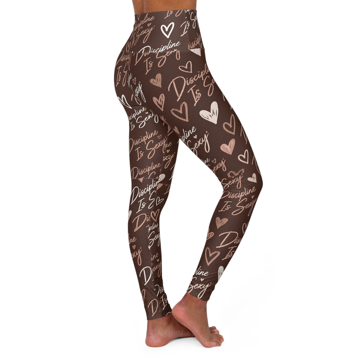 The Discipline Is Sexy™ Signature Leggings  Script Pattern  | Mocha Cream