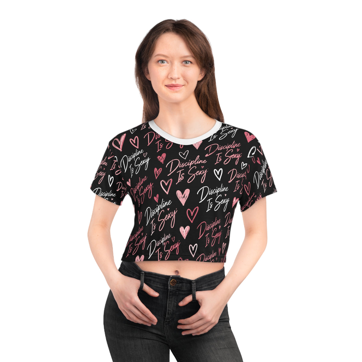 Discipline Is Sexy™ Signature MOVE Cropped Tee | Classic Black & Blush