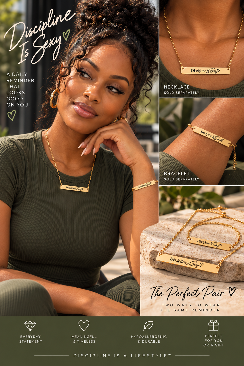 Discipline Is Sexy™ Signature Engraved Bar Bracelet | Everyday Statement Jewelry