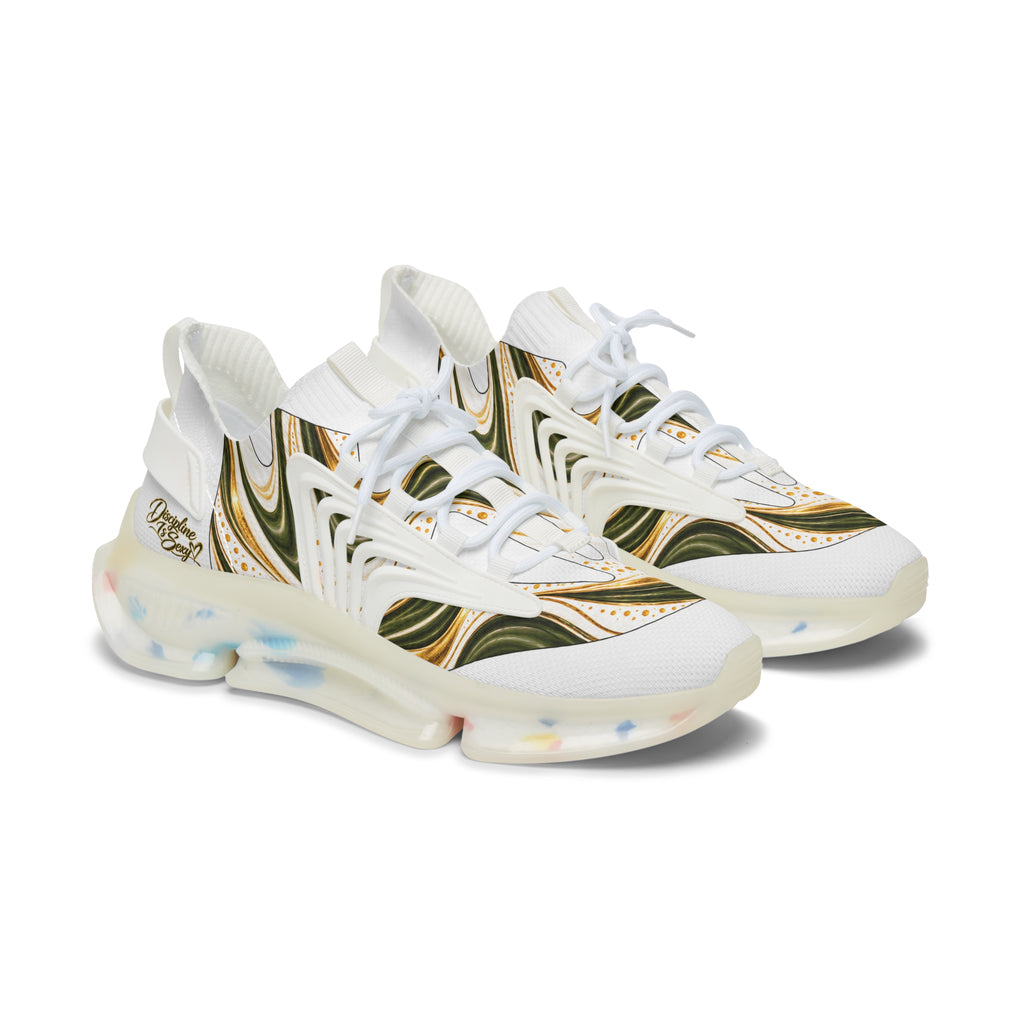 Women's Mesh Sneakers — Olive Green Swirl Athletic Shoes