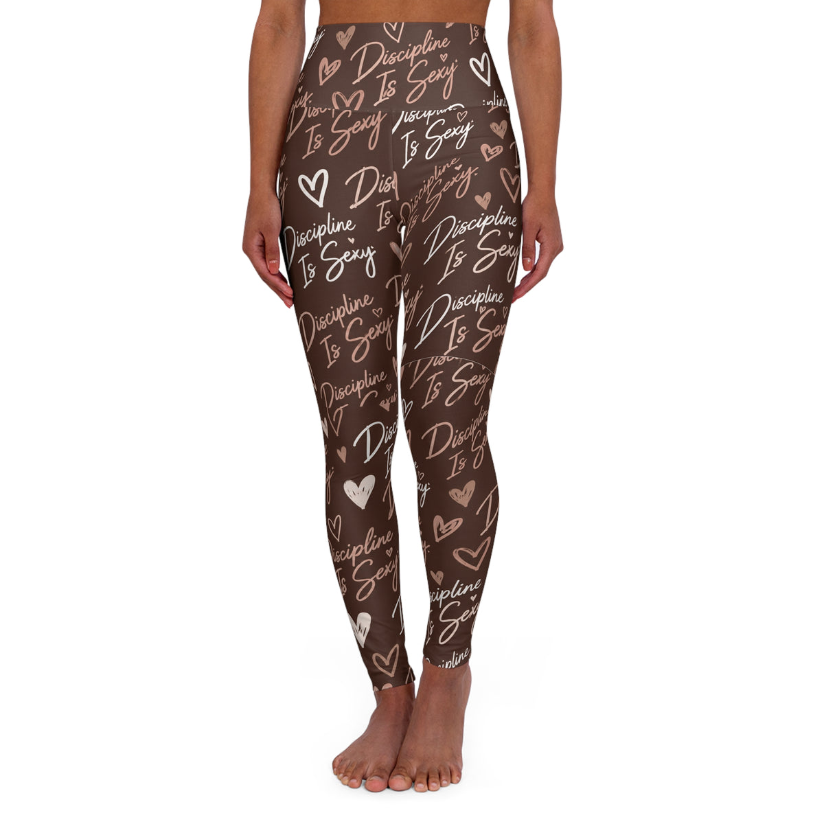 The Discipline Is Sexy™ Signature Leggings  Script Pattern  | Mocha Cream