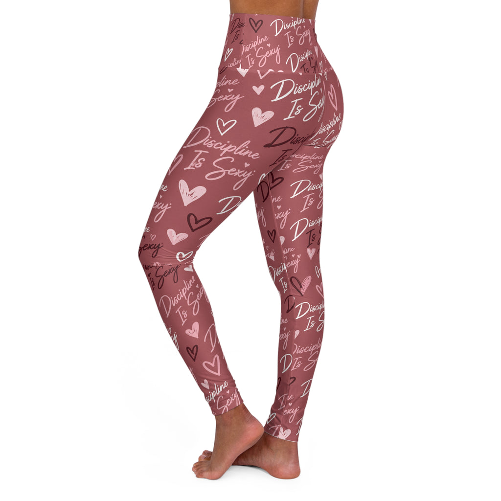 The Discipline Is Sexy™ Signature Leggings Script Pattern | Blush