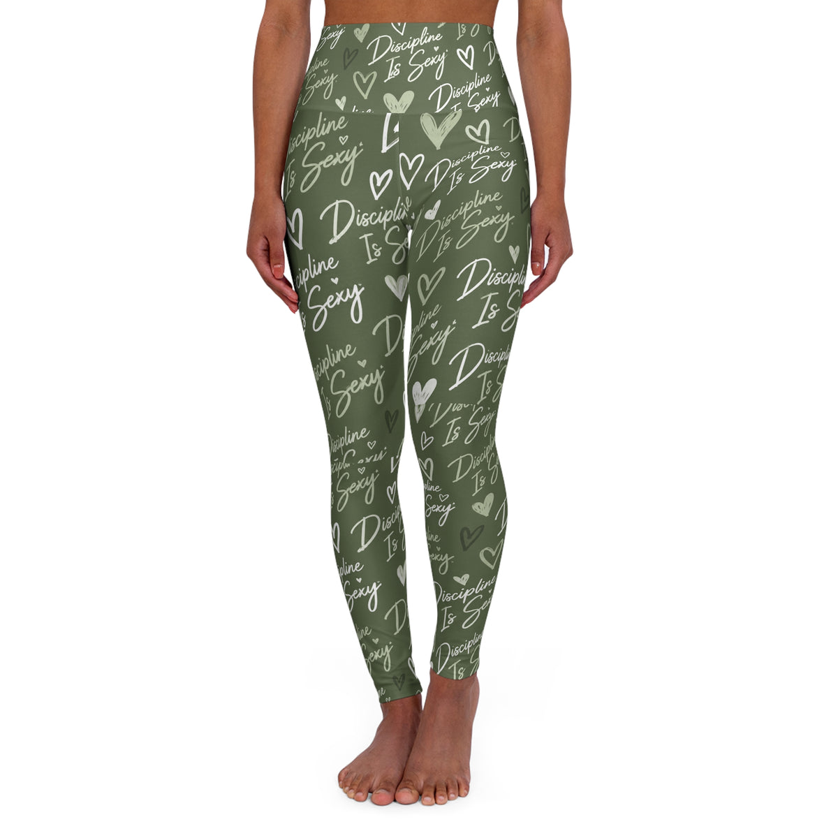The Discipline Is Sexy™ Signature Leggings  Script Pattern  | Olive Green