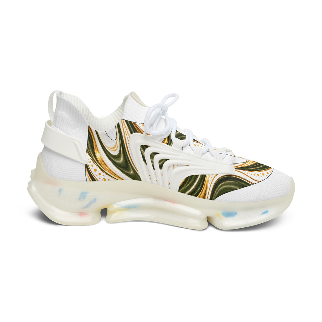 Women's Mesh Sneakers — Olive Green Swirl Athletic Shoes