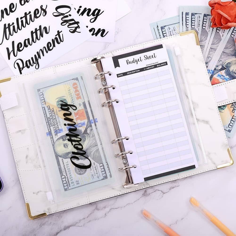 SKYDUE Budget Binder, Money Saving Binder with Zipper Envelopes, Cash Envelopes and Expense Budget Sheets for Budgeting