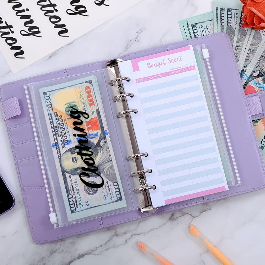 SKYDUE Budget Binder, Money Saving Binder with Zipper Envelopes, Cash Envelopes and Expense Budget Sheets for Budgeting