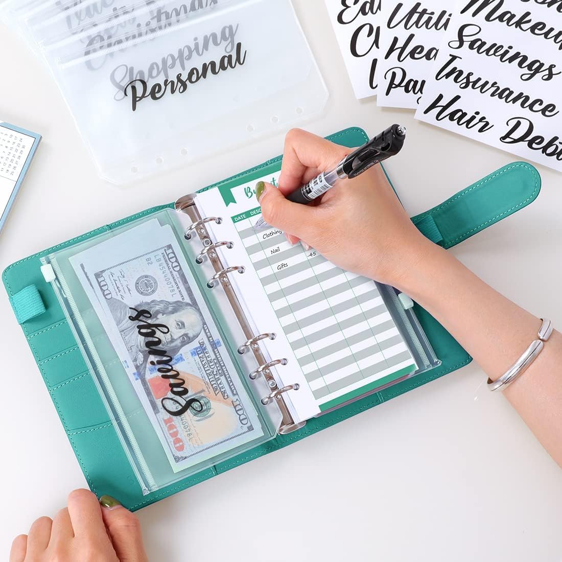 SKYDUE Budget Binder, Money Saving Binder with Zipper Envelopes, Cash Envelopes and Expense Budget Sheets for Budgeting