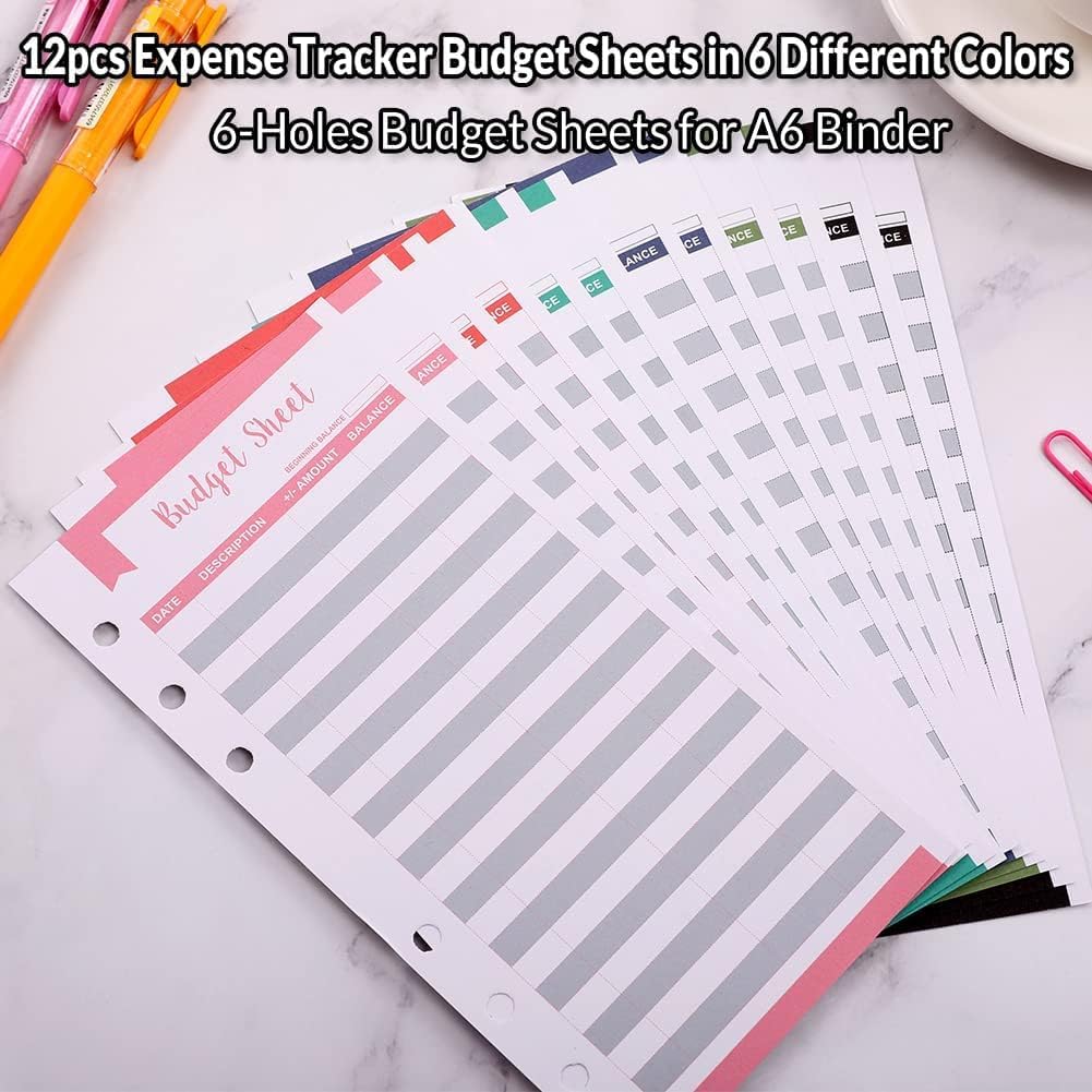 SKYDUE Budget Binder, Money Saving Binder with Zipper Envelopes, Cash Envelopes and Expense Budget Sheets for Budgeting