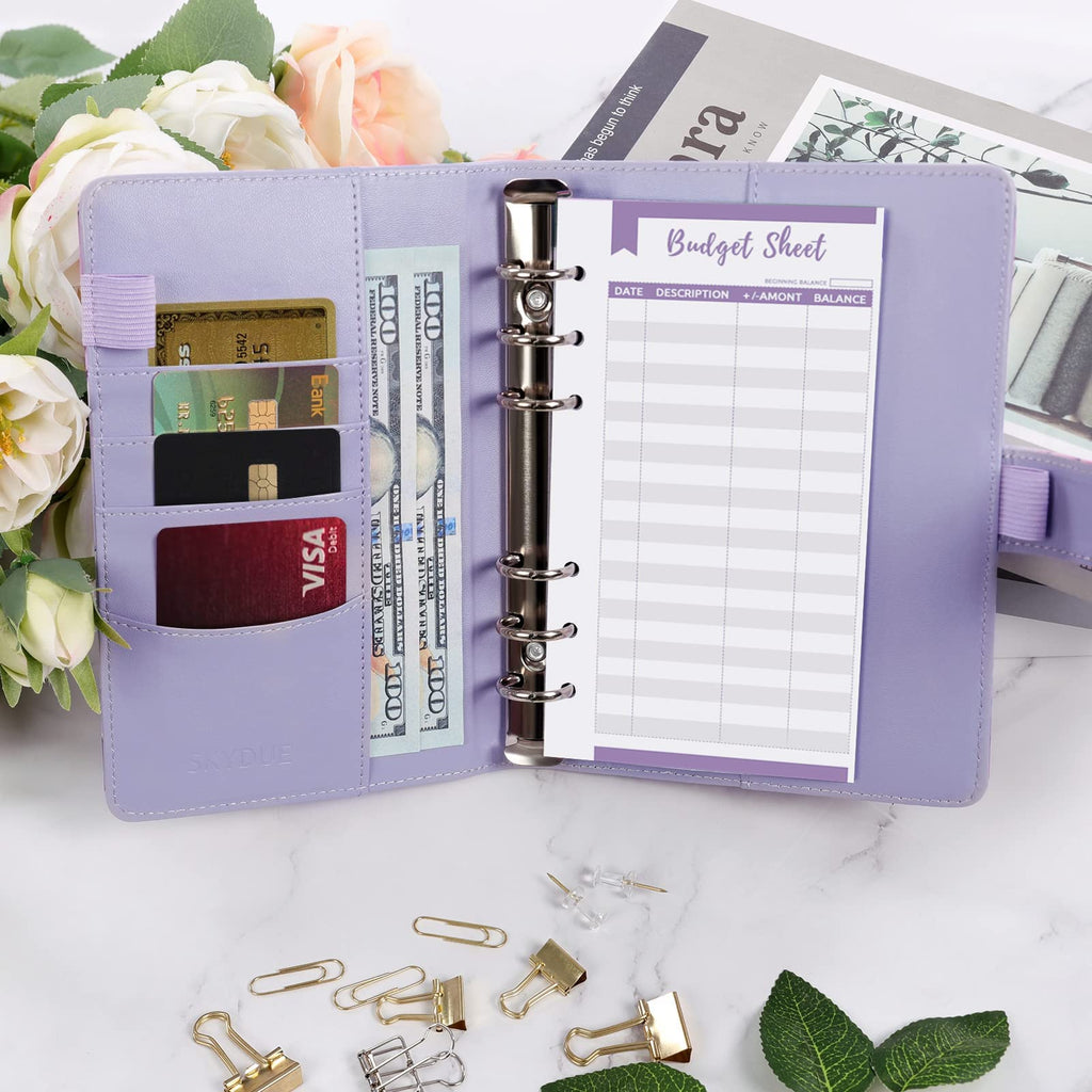 SKYDUE Budget Binder, Money Saving Binder with Zipper Envelopes, Cash Envelopes and Expense Budget Sheets for Budgeting
