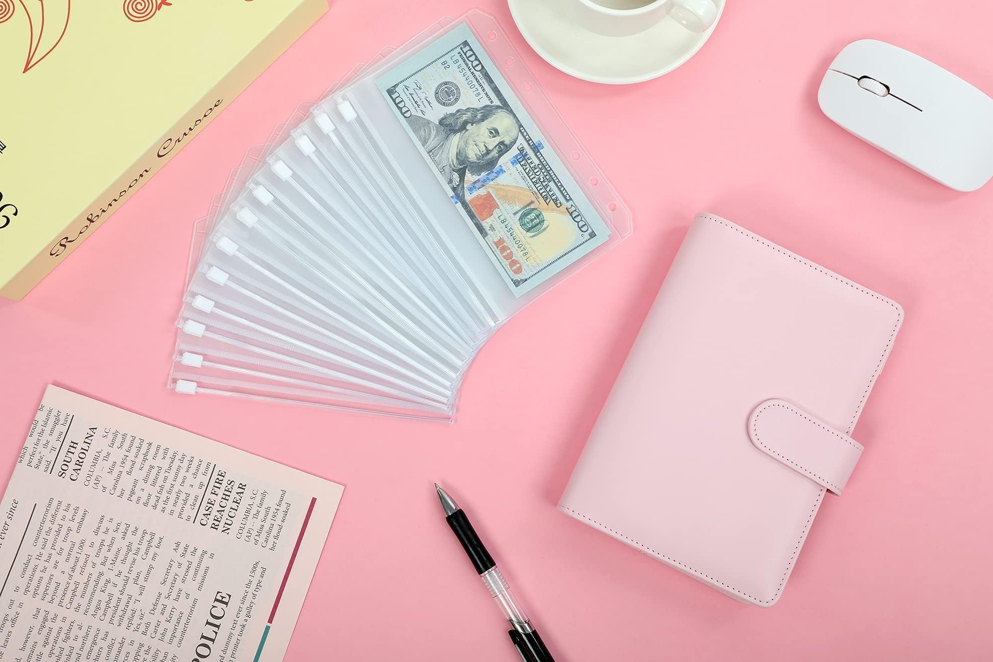 SKYDUE Budget Binder, Money Saving Binder with Zipper Envelopes, Cash Envelopes and Expense Budget Sheets for Budgeting