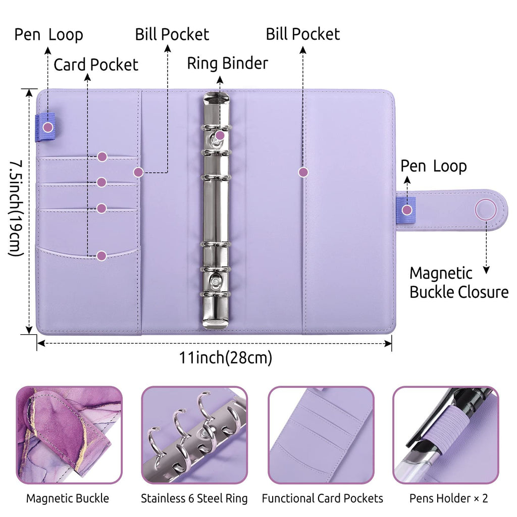 SKYDUE Budget Binder, Money Saving Binder with Zipper Envelopes, Cash Envelopes and Expense Budget Sheets for Budgeting