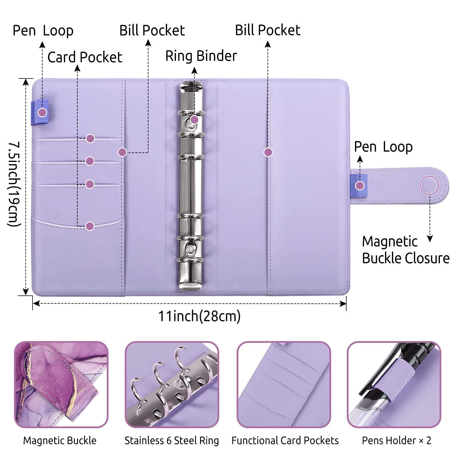 SKYDUE Budget Binder, Money Saving Binder with Zipper Envelopes, Cash Envelopes and Expense Budget Sheets for Budgeting