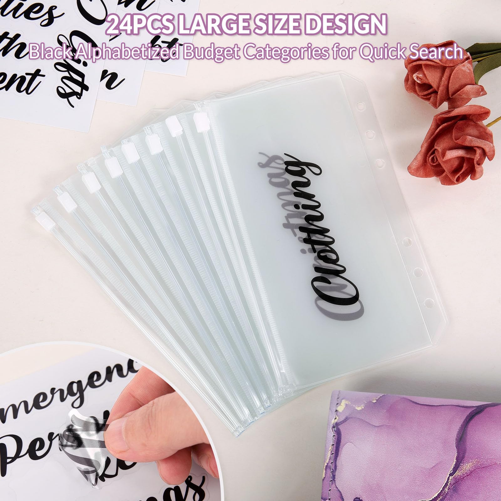 SKYDUE Budget Binder, Money Saving Binder with Zipper Envelopes, Cash Envelopes and Expense Budget Sheets for Budgeting
