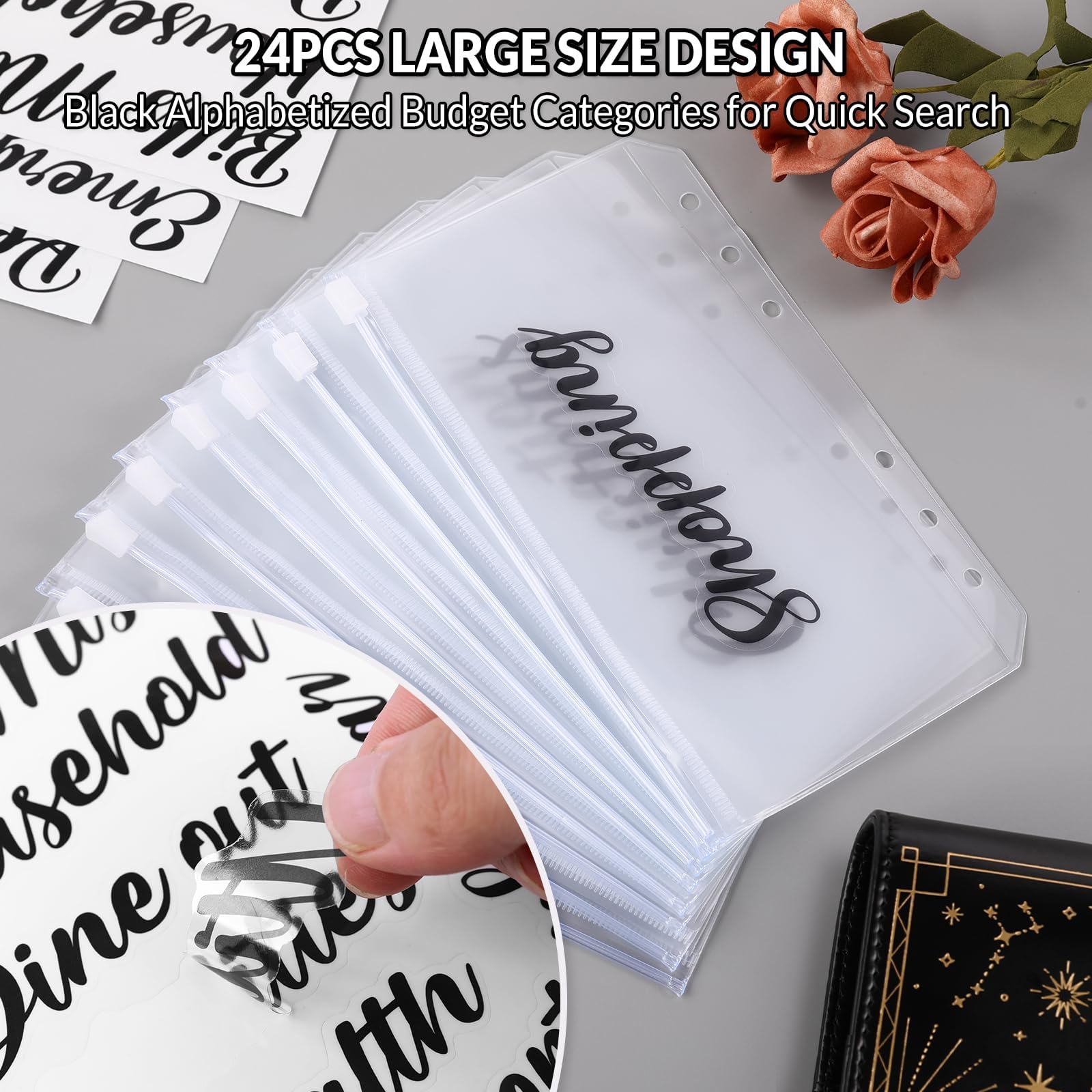 SKYDUE Budget Binder, Money Saving Binder with Zipper Envelopes, Cash Envelopes and Expense Budget Sheets for Budgeting