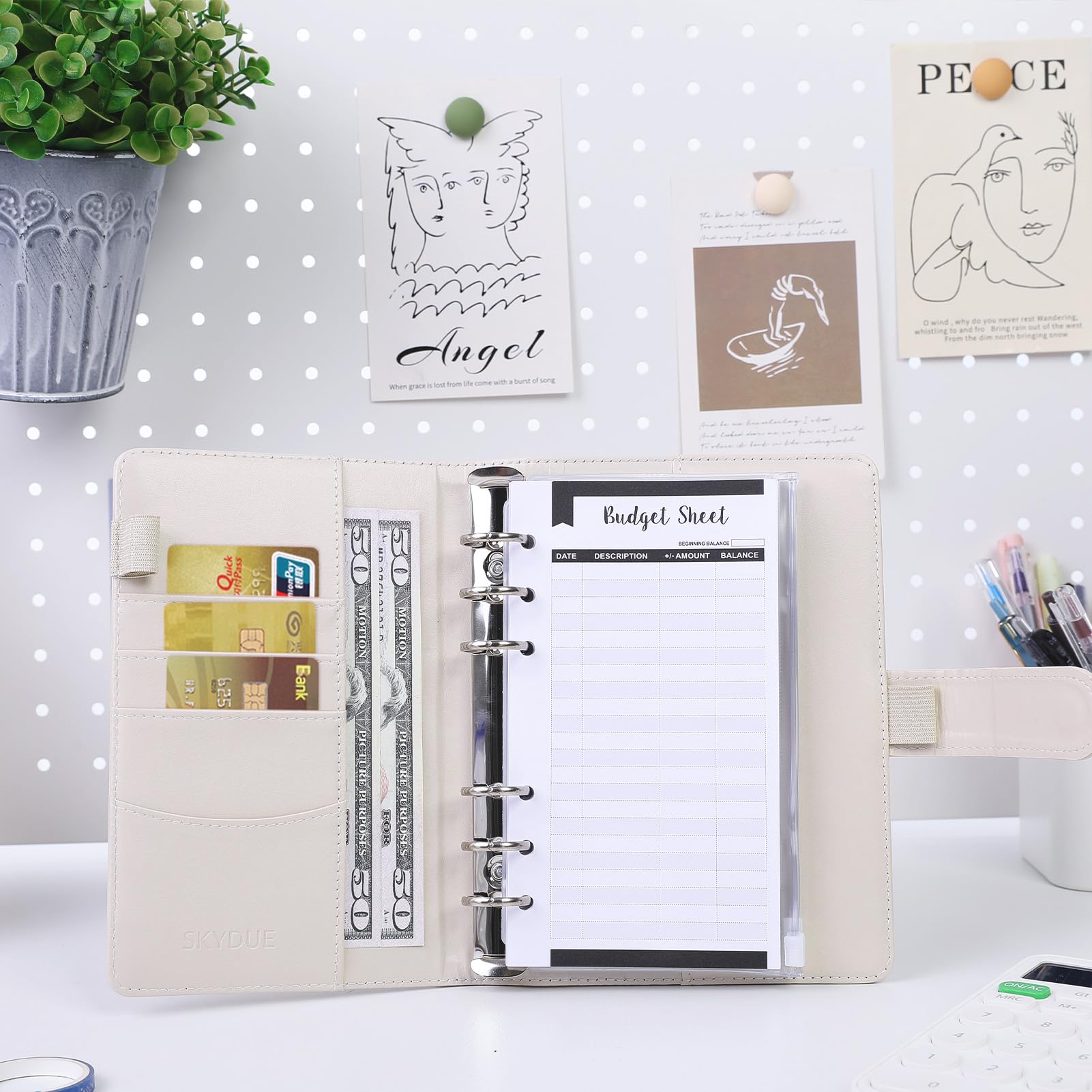 SKYDUE Budget Binder, Money Saving Binder with Zipper Envelopes, Cash Envelopes and Expense Budget Sheets for Budgeting