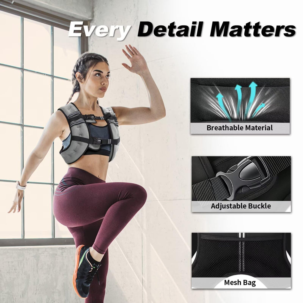 VBSD Weighted Vest Woman 6lb/8lb/12lb/16lb/20lb/25lb/30lb Weight Vest for Women Men Body Weight Vests for Walking Strength Training Running Workout Jogging Fitness