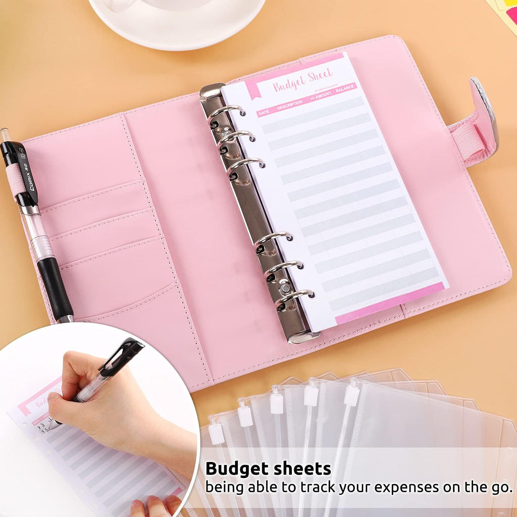 SKYDUE Budget Binder, Money Saving Binder with Zipper Envelopes, Cash Envelopes and Expense Budget Sheets for Budgeting