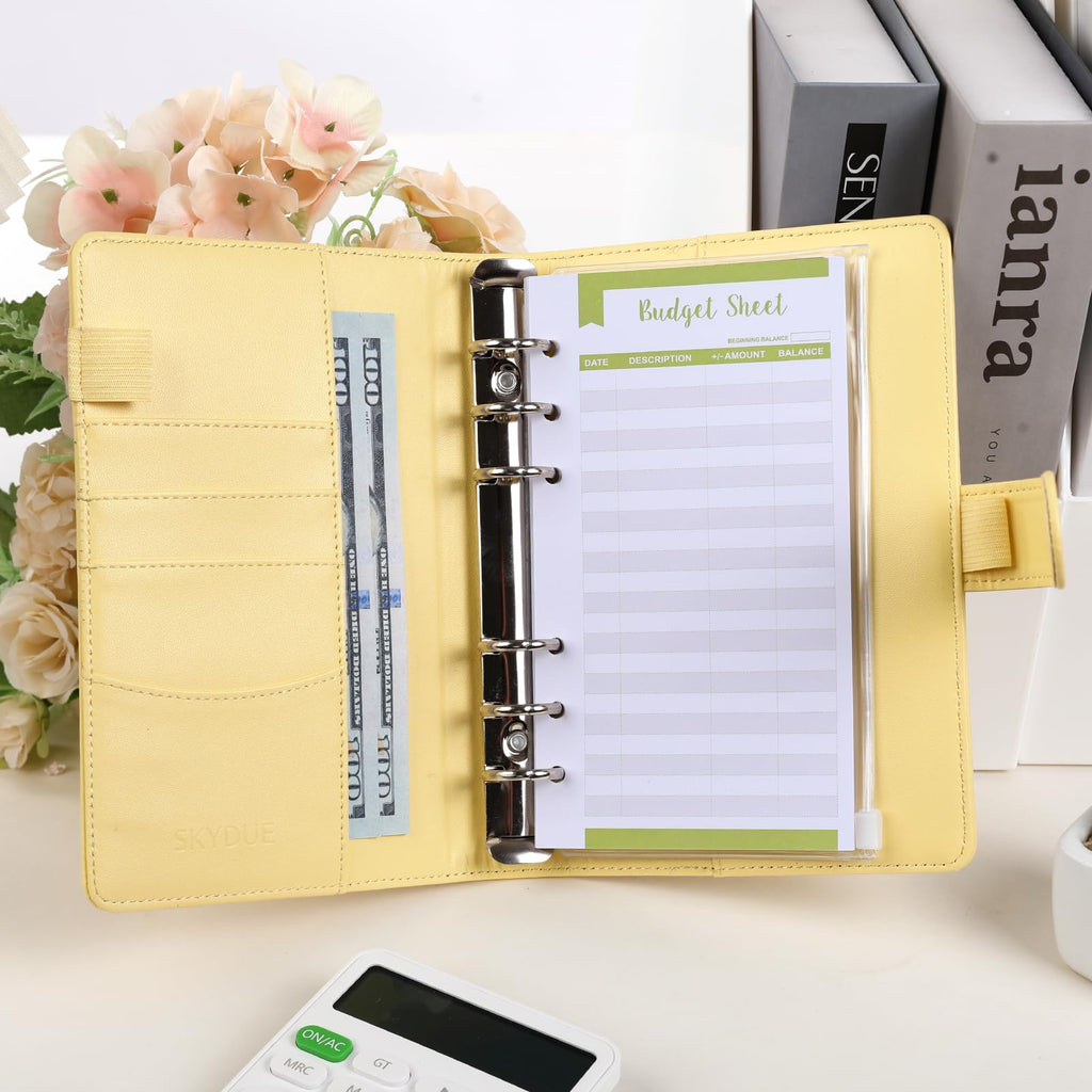 SKYDUE Budget Binder, Money Saving Binder with Zipper Envelopes, Cash Envelopes and Expense Budget Sheets for Budgeting