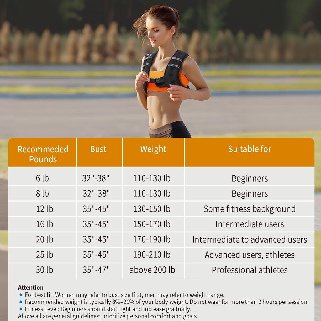 VBSD Weighted Vest Woman 6lb/8lb/12lb/16lb/20lb/25lb/30lb Weight Vest for Women Men Body Weight Vests for Walking Strength Training Running Workout Jogging Fitness
