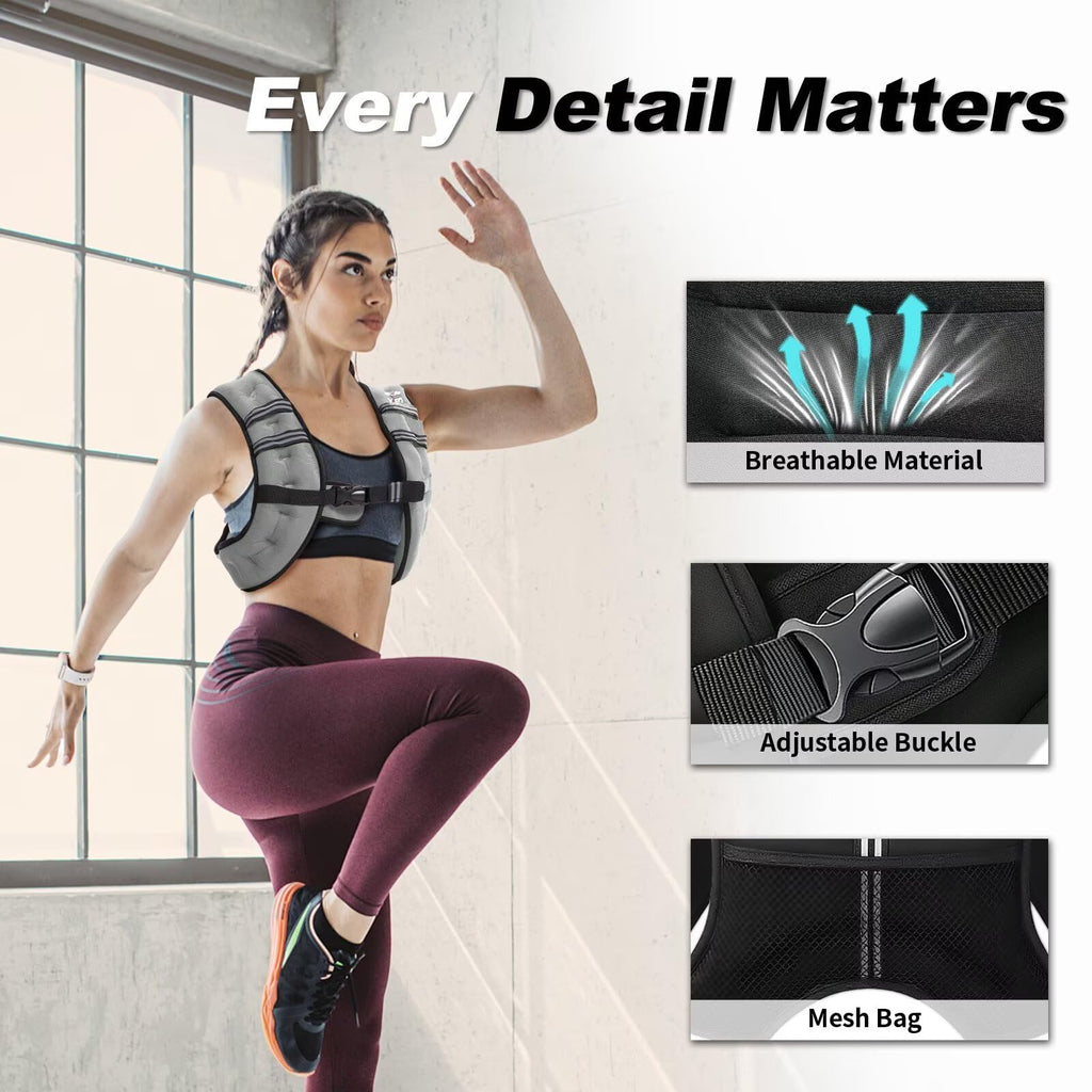 VBSD Weighted Vest Woman 6lb/8lb/12lb/16lb/20lb/25lb/30lb Weight Vest for Women Men Body Weight Vests for Walking Strength Training Running Workout Jogging Fitness