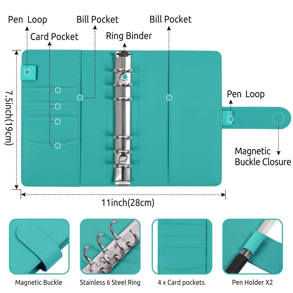 SKYDUE Budget Binder, Money Saving Binder with Zipper Envelopes, Cash Envelopes and Expense Budget Sheets for Budgeting