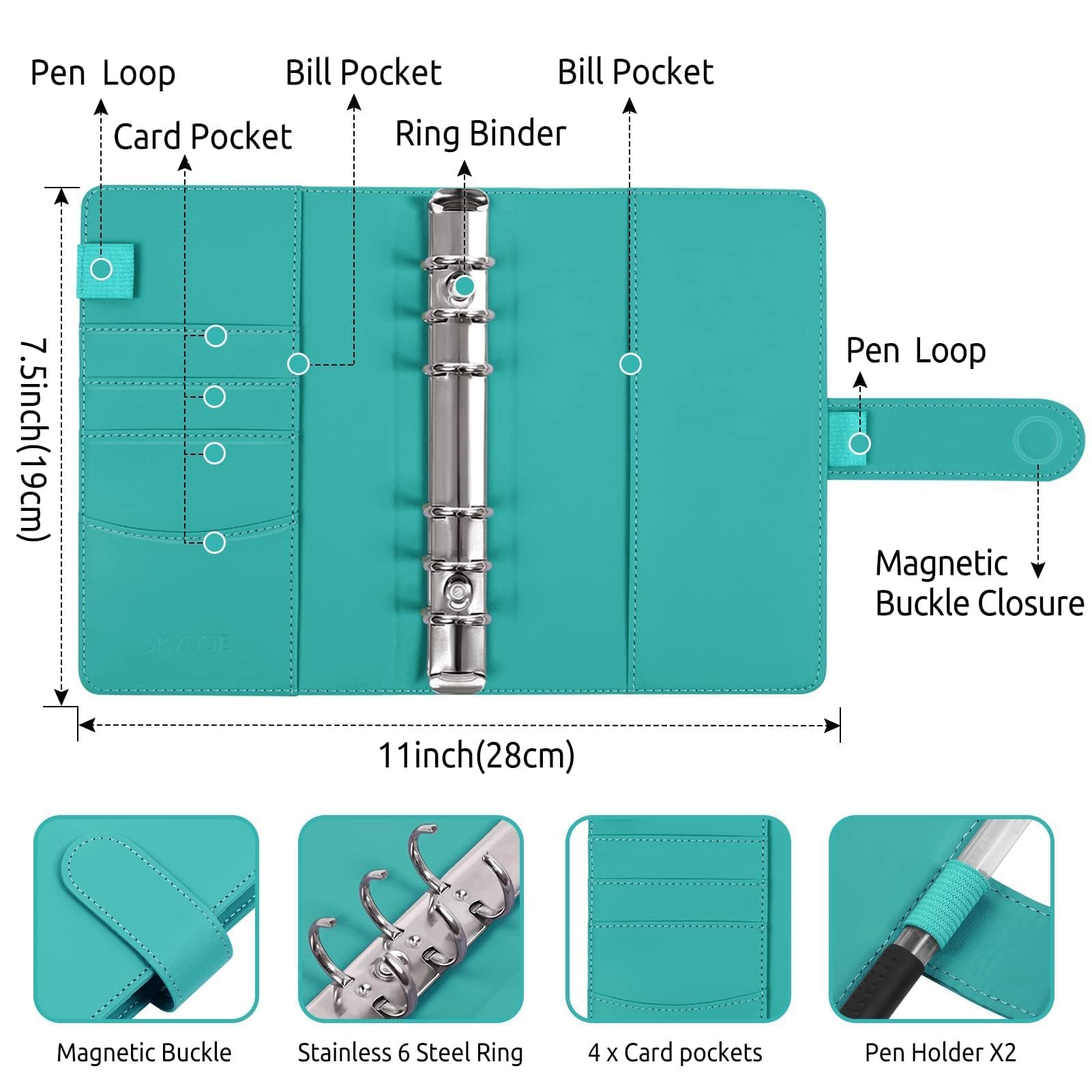 SKYDUE Budget Binder, Money Saving Binder with Zipper Envelopes, Cash Envelopes and Expense Budget Sheets for Budgeting