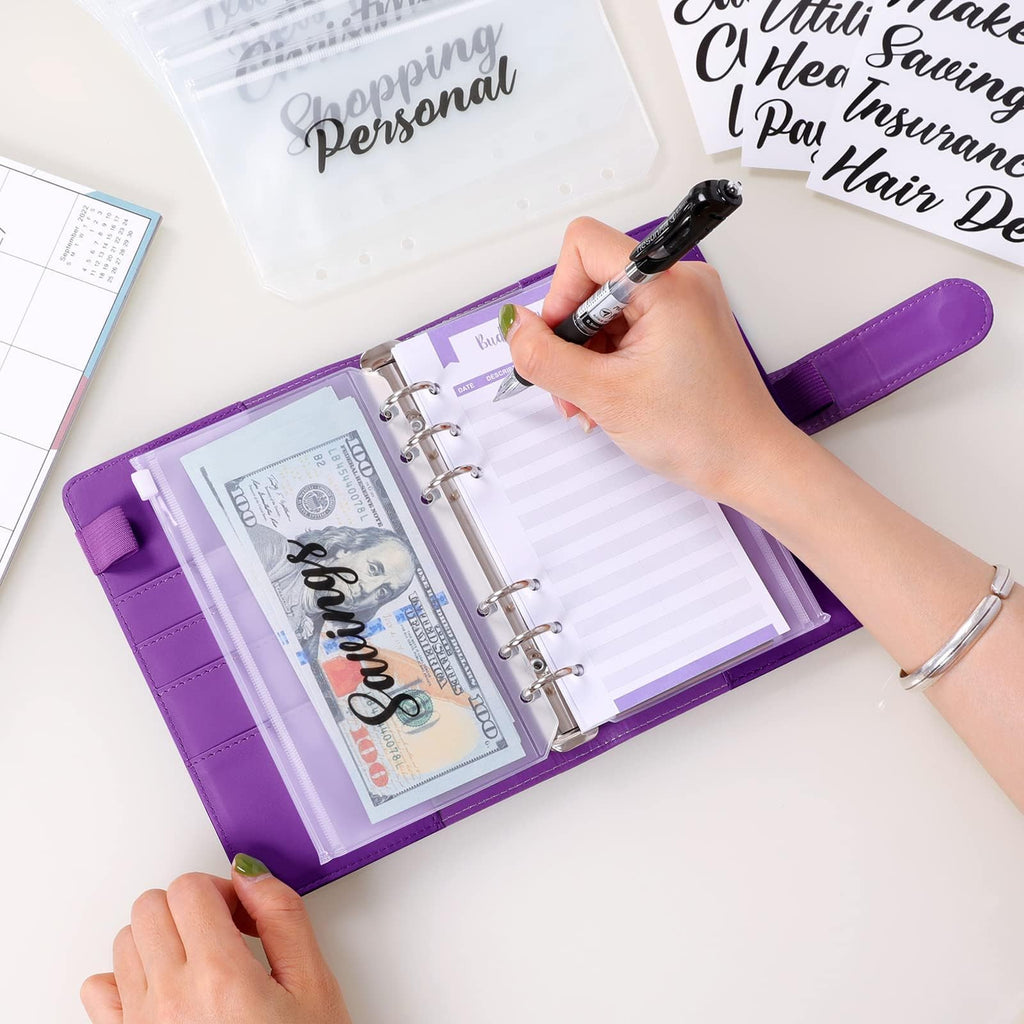SKYDUE Budget Binder, Money Saving Binder with Zipper Envelopes, Cash Envelopes and Expense Budget Sheets for Budgeting