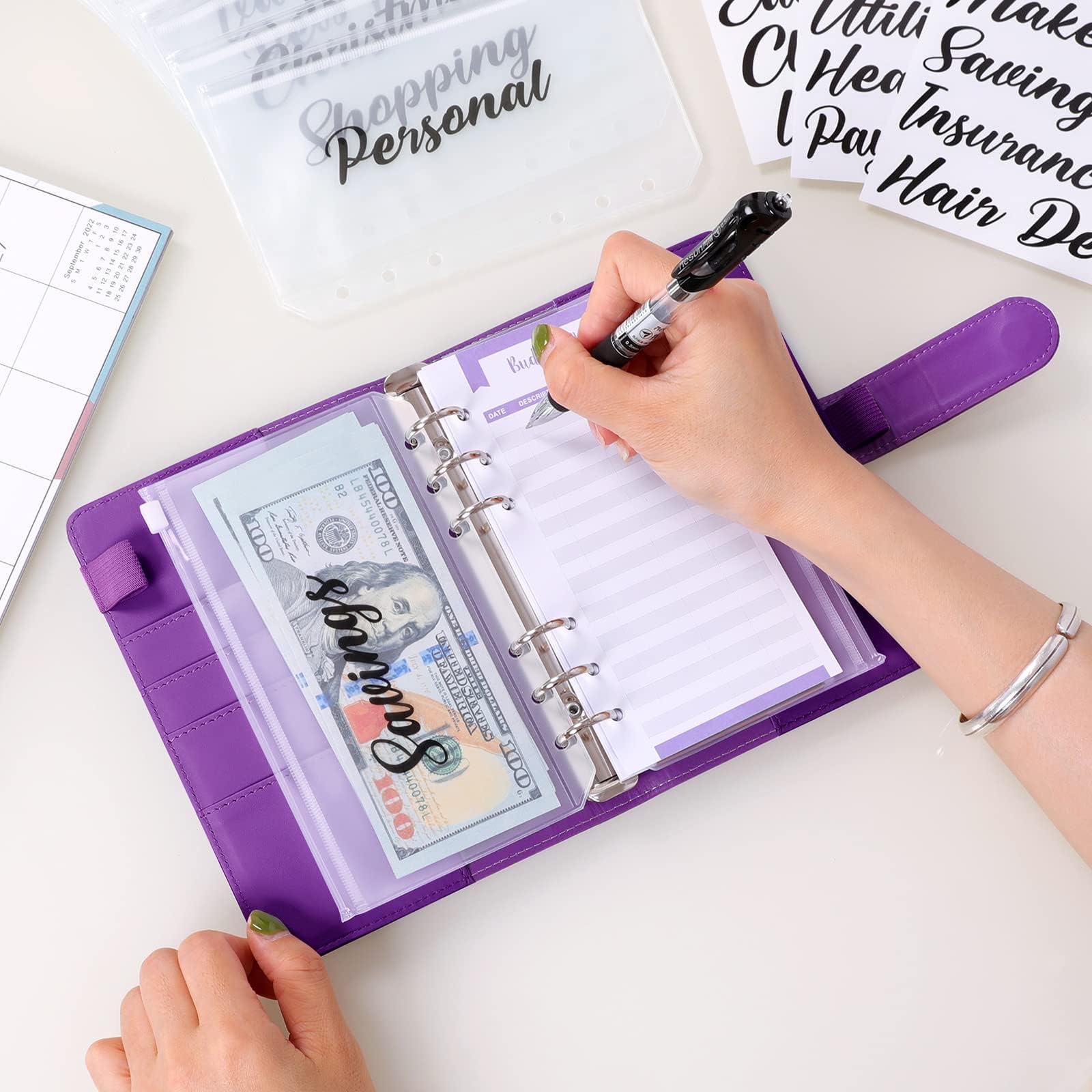 SKYDUE Budget Binder, Money Saving Binder with Zipper Envelopes, Cash Envelopes and Expense Budget Sheets for Budgeting
