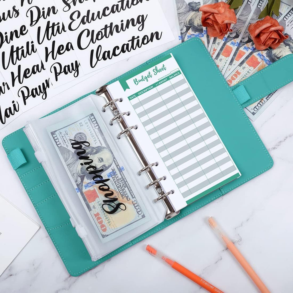 SKYDUE Budget Binder, Money Saving Binder with Zipper Envelopes, Cash Envelopes and Expense Budget Sheets for Budgeting