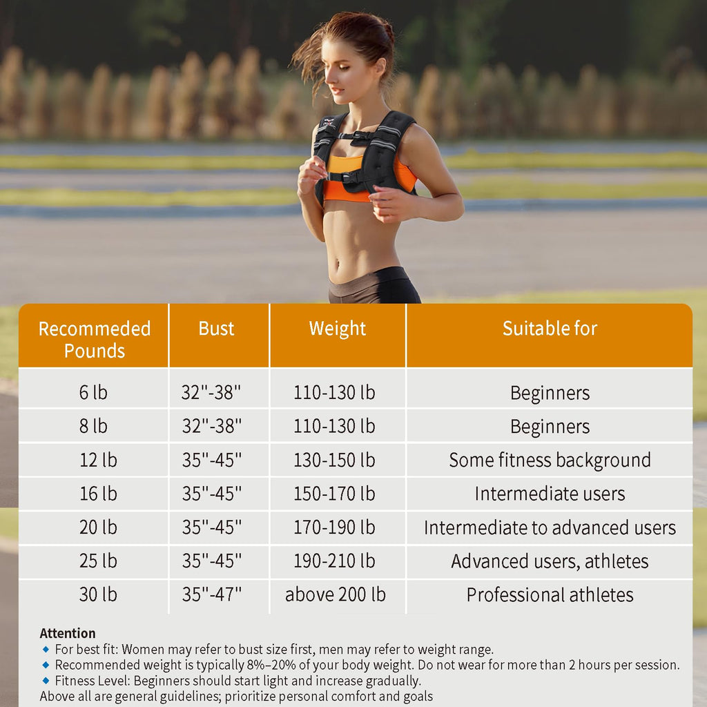 VBSD Weighted Vest Woman 6lb/8lb/12lb/16lb/20lb/25lb/30lb Weight Vest for Women Men Body Weight Vests for Walking Strength Training Running Workout Jogging Fitness