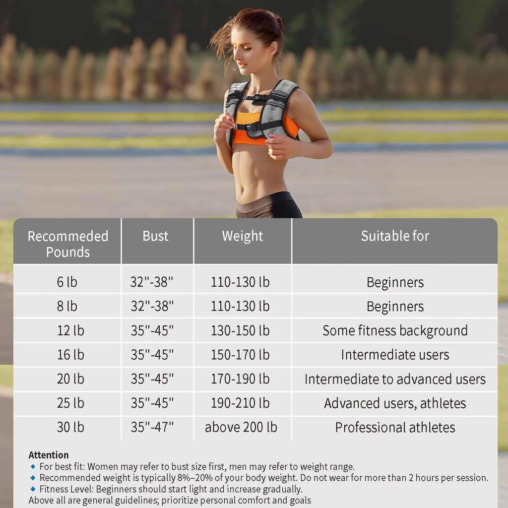 VBSD Weighted Vest Woman 6lb/8lb/12lb/16lb/20lb/25lb/30lb Weight Vest for Women Men Body Weight Vests for Walking Strength Training Running Workout Jogging Fitness