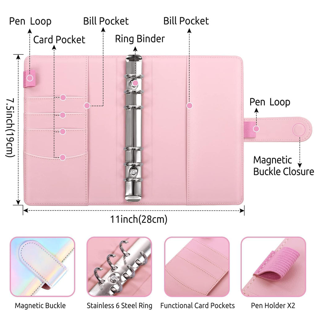 SKYDUE Budget Binder, Money Saving Binder with Zipper Envelopes, Cash Envelopes and Expense Budget Sheets for Budgeting