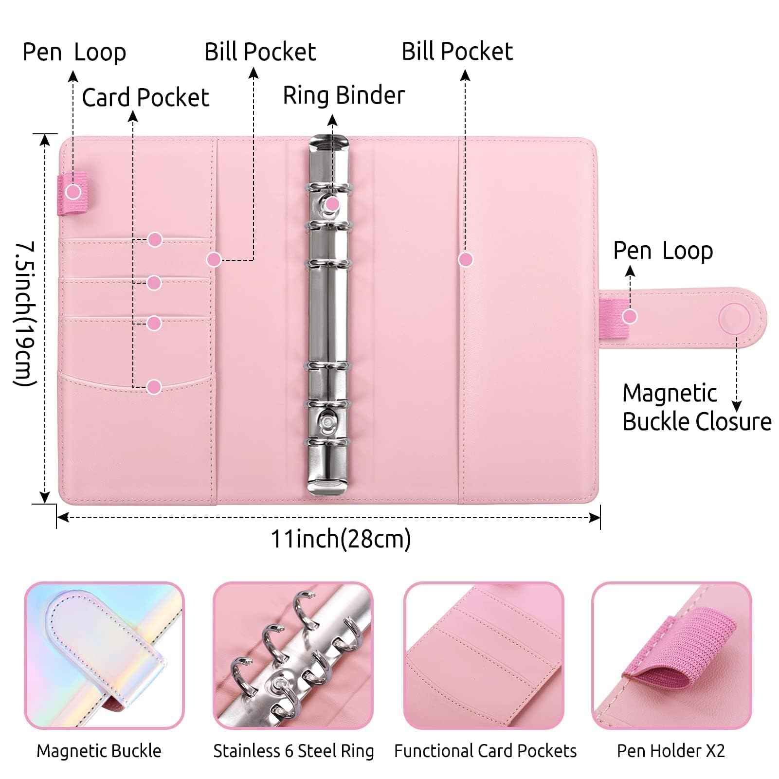 SKYDUE Budget Binder, Money Saving Binder with Zipper Envelopes, Cash Envelopes and Expense Budget Sheets for Budgeting