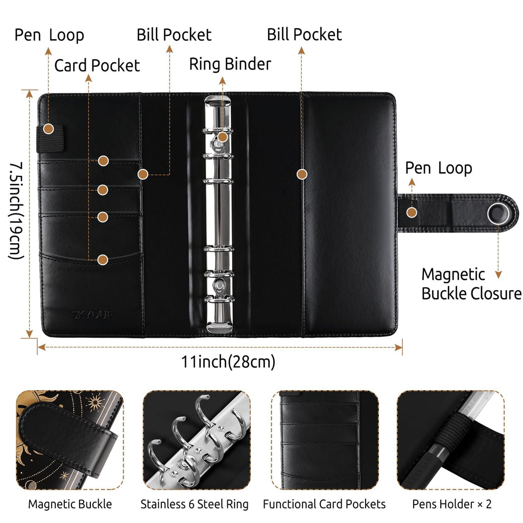SKYDUE Budget Binder, Money Saving Binder with Zipper Envelopes, Cash Envelopes and Expense Budget Sheets for Budgeting