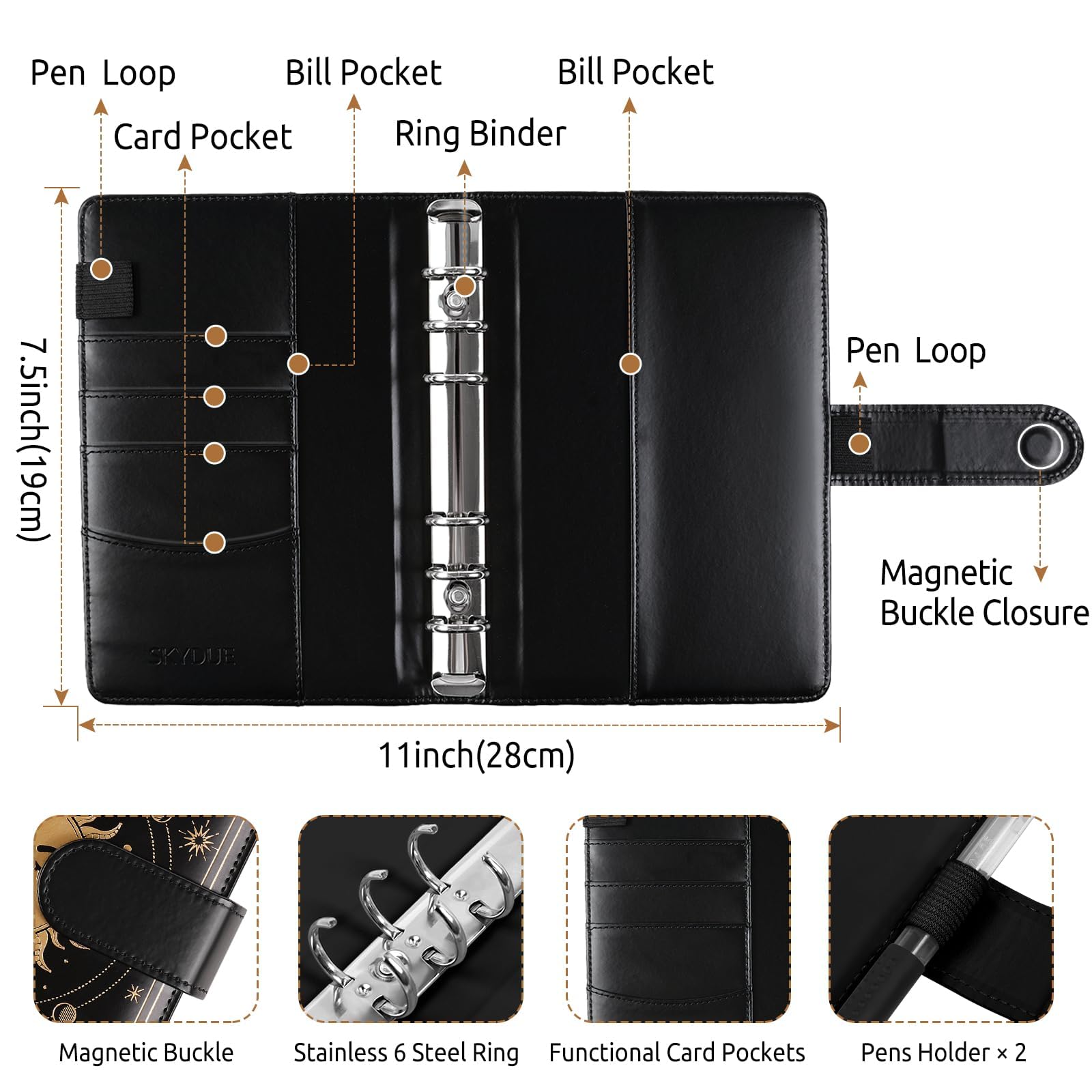 SKYDUE Budget Binder, Money Saving Binder with Zipper Envelopes, Cash Envelopes and Expense Budget Sheets for Budgeting