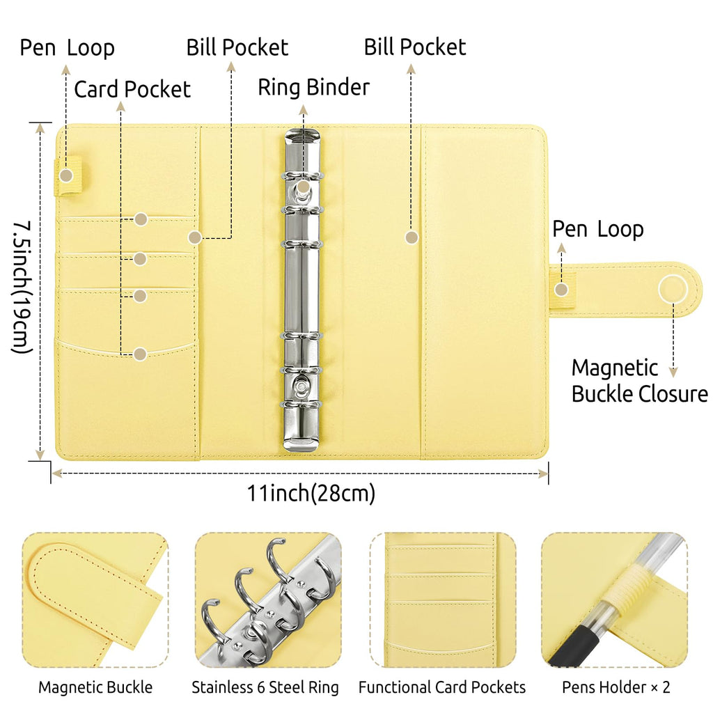 SKYDUE Budget Binder, Money Saving Binder with Zipper Envelopes, Cash Envelopes and Expense Budget Sheets for Budgeting