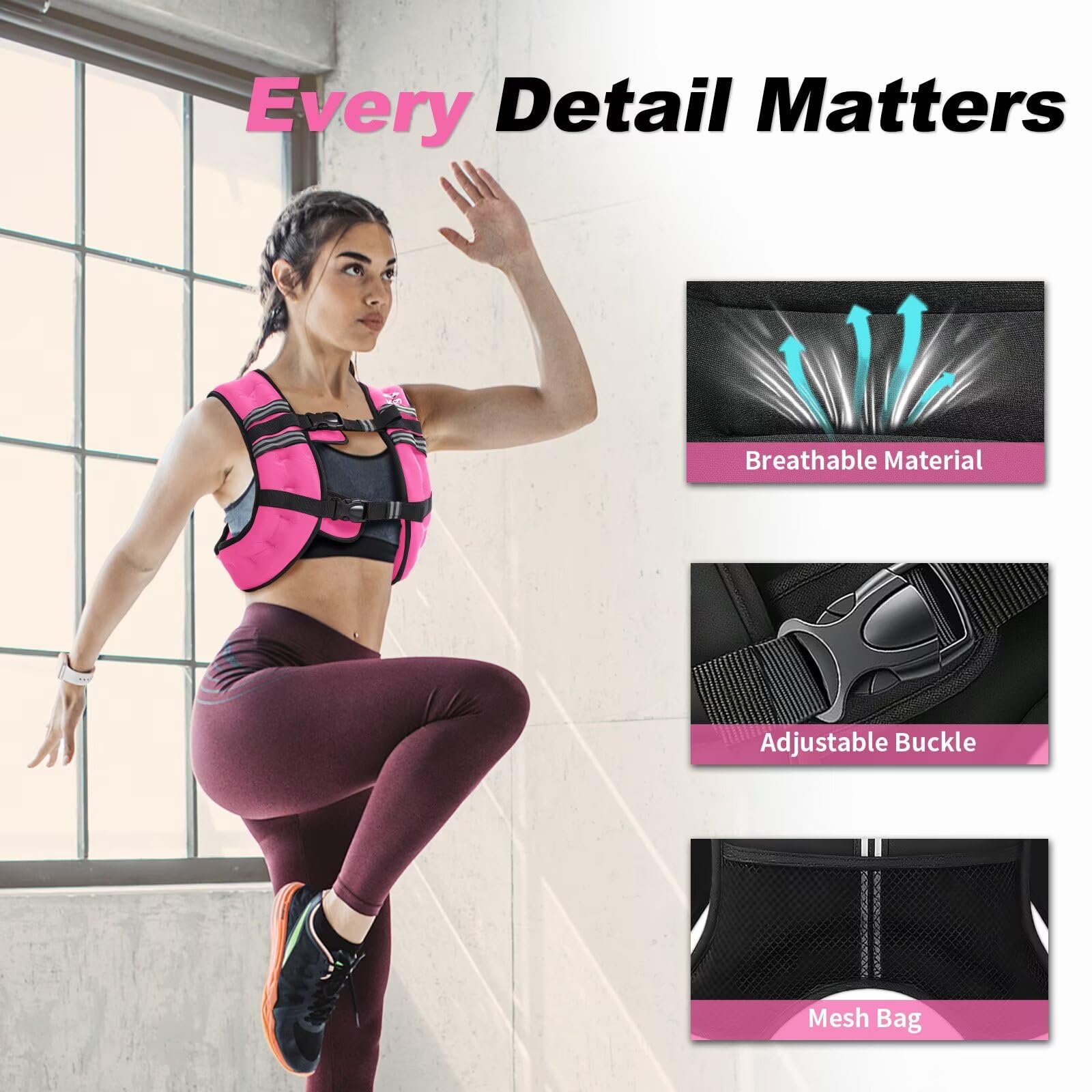 VBSD Weighted Vest Woman 6lb/8lb/12lb/16lb/20lb/25lb/30lb Weight Vest for Women Men Body Weight Vests for Walking Strength Training Running Workout Jogging Fitness