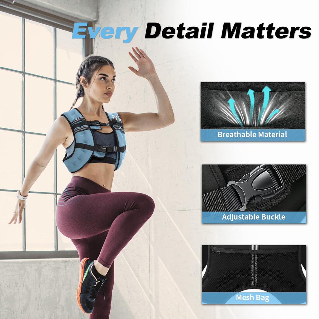 VBSD Weighted Vest Woman 6lb/8lb/12lb/16lb/20lb/25lb/30lb Weight Vest for Women Men Body Weight Vests for Walking Strength Training Running Workout Jogging Fitness
