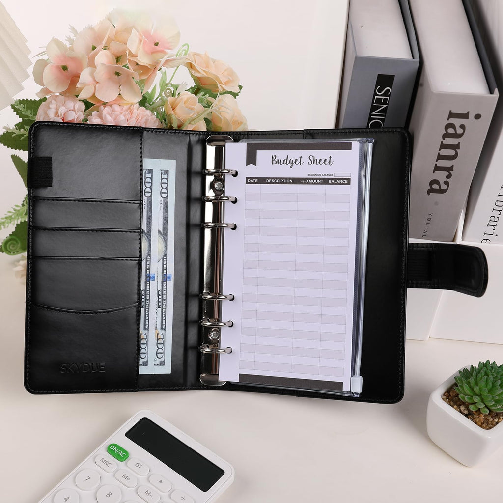 SKYDUE Budget Binder, Money Saving Binder with Zipper Envelopes, Cash Envelopes and Expense Budget Sheets for Budgeting