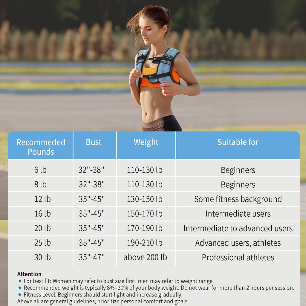 VBSD Weighted Vest Woman 6lb/8lb/12lb/16lb/20lb/25lb/30lb Weight Vest for Women Men Body Weight Vests for Walking Strength Training Running Workout Jogging Fitness