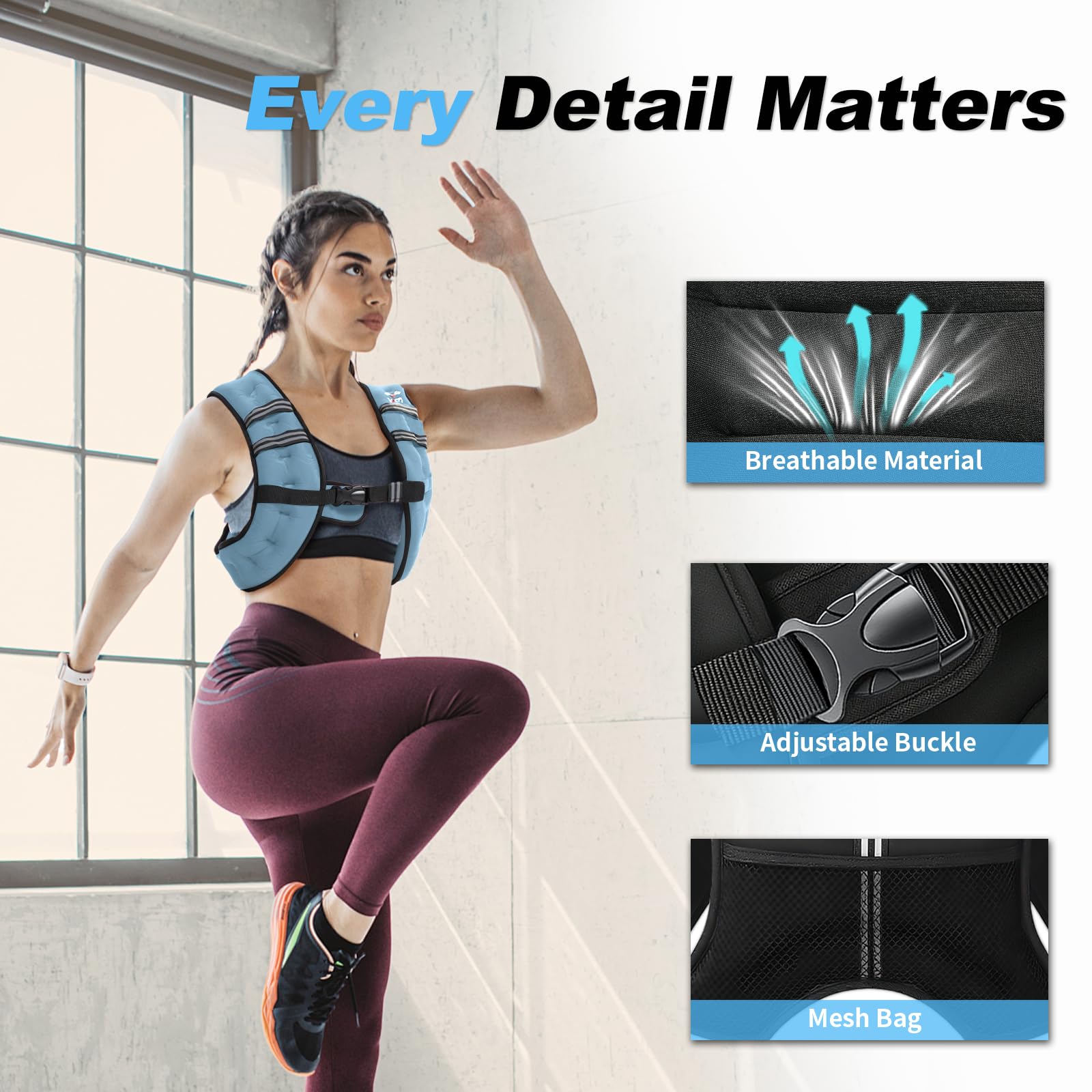 VBSD Weighted Vest Woman 6lb/8lb/12lb/16lb/20lb/25lb/30lb Weight Vest for Women Men Body Weight Vests for Walking Strength Training Running Workout Jogging Fitness