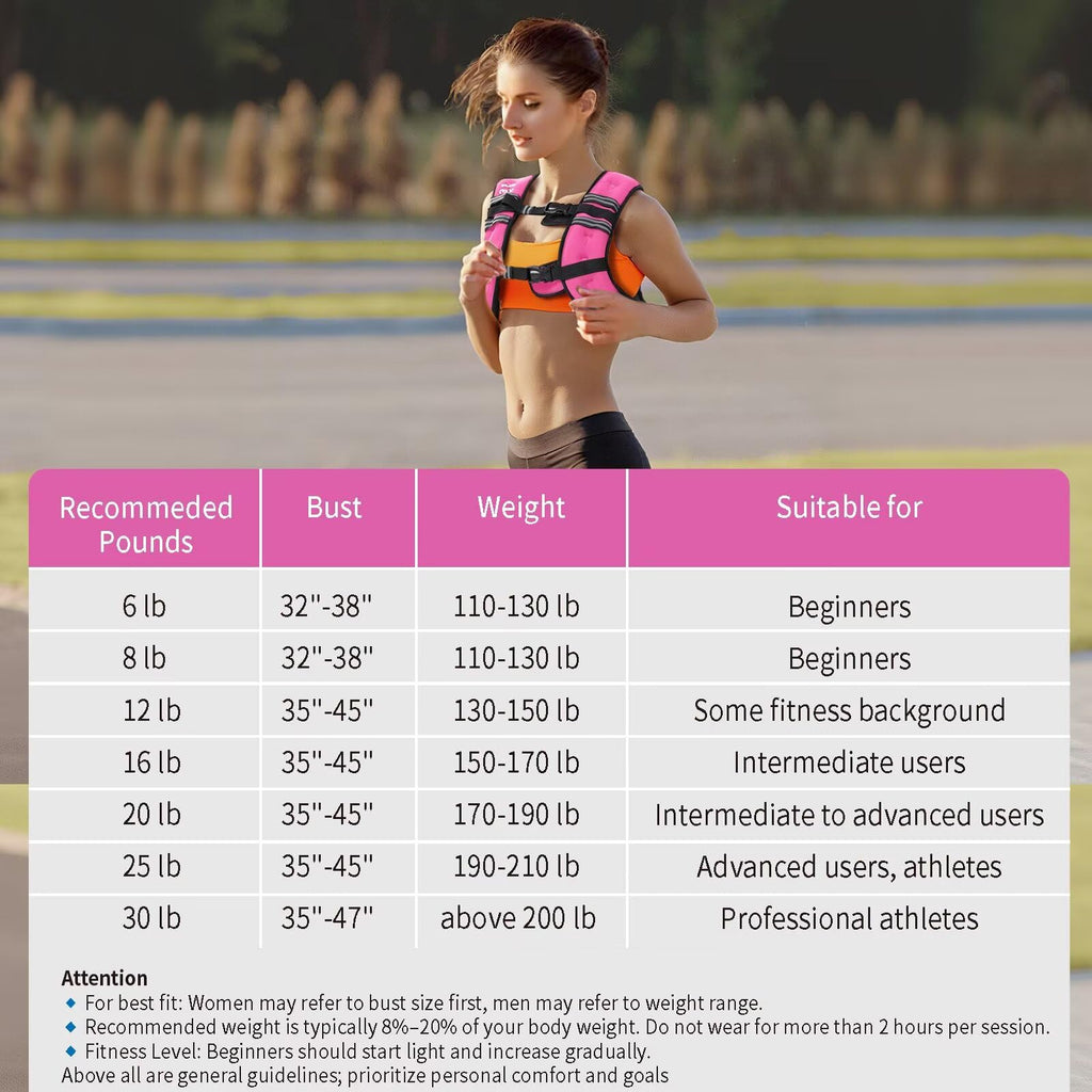 VBSD Weighted Vest Woman 6lb/8lb/12lb/16lb/20lb/25lb/30lb Weight Vest for Women Men Body Weight Vests for Walking Strength Training Running Workout Jogging Fitness